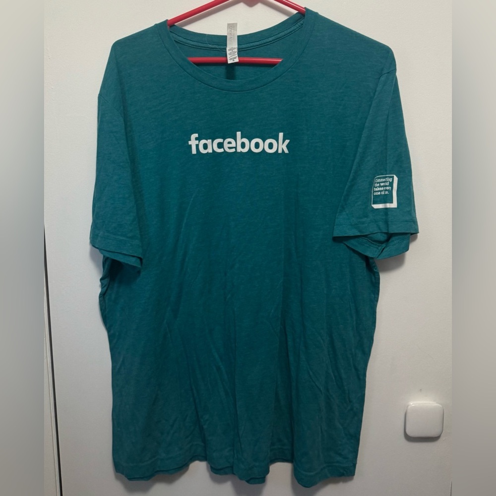 XL Rare Facebook Employee Issued Teal T Shirt Dbl Sided W Sleeve Hit Be The Nerd